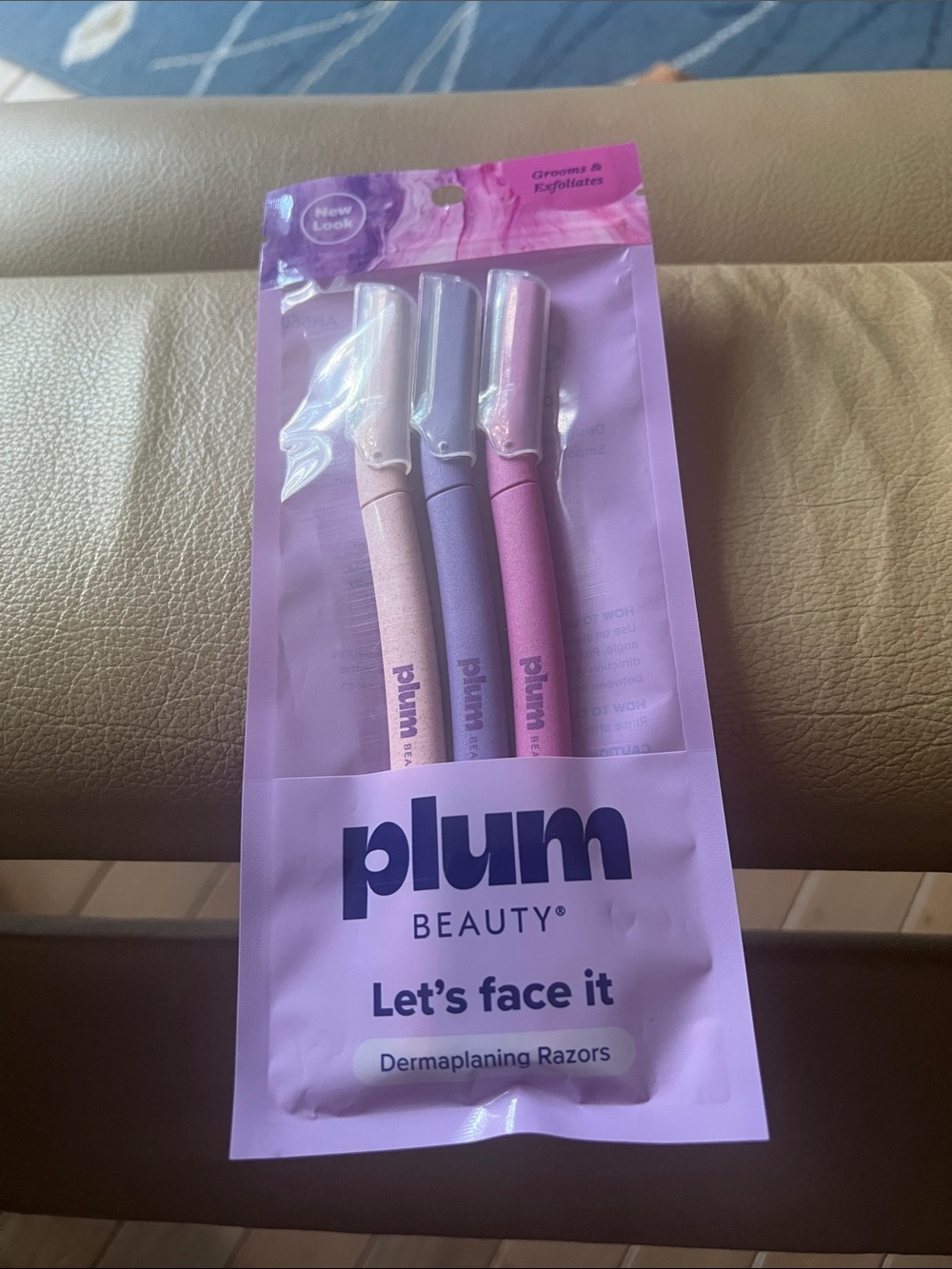 Plum Beauty Let's Face It Dermaplaning Razors - Pink, Purple, Cream (3-Pack)